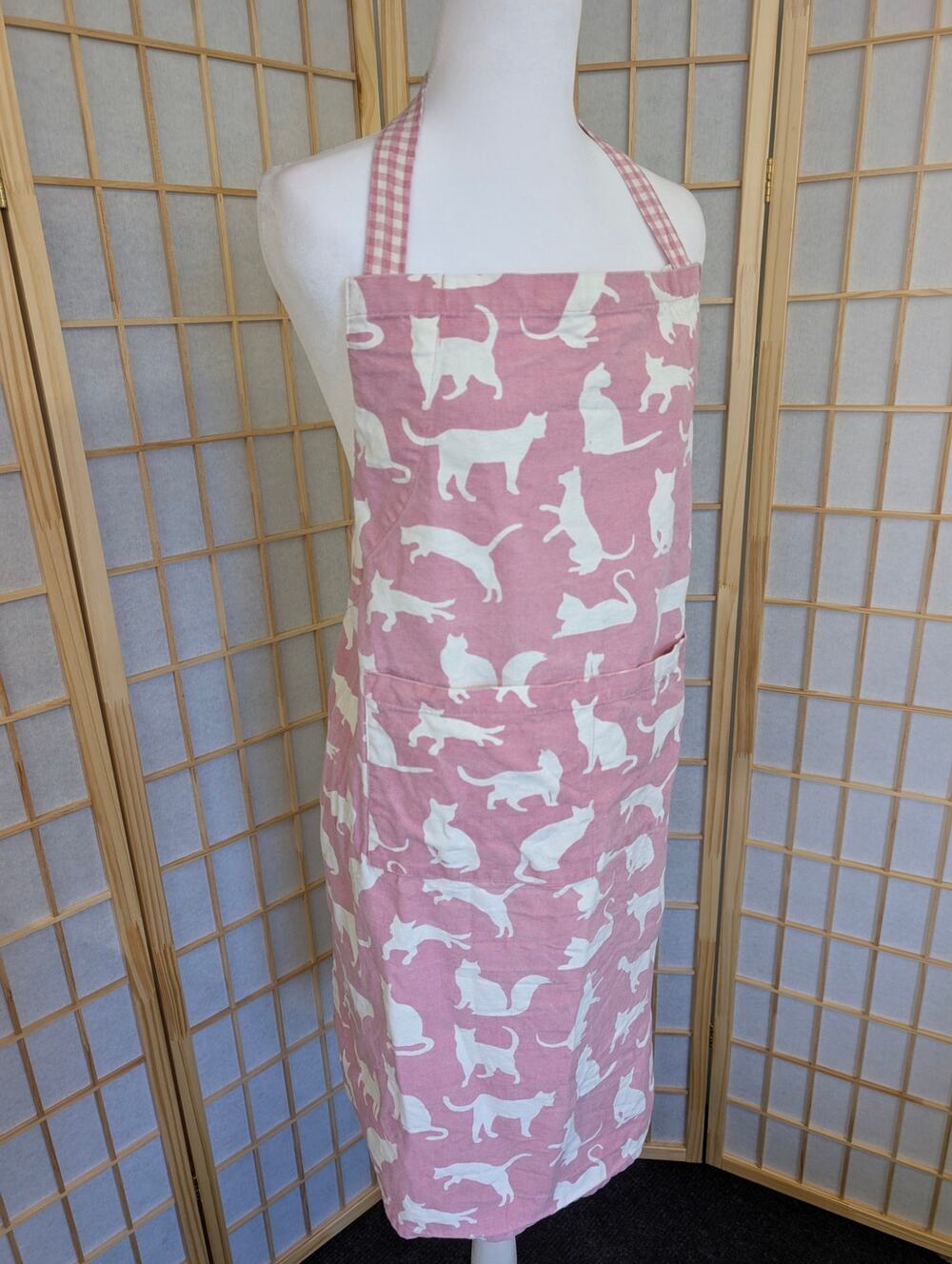 Cat Apron Pink Design Imports chef apron craft apron gingham cottagecore cats